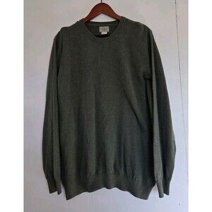 LL Bean Sweater Mens XL Green Cotton Cashmere Blend Crewneck 274601 Regular
